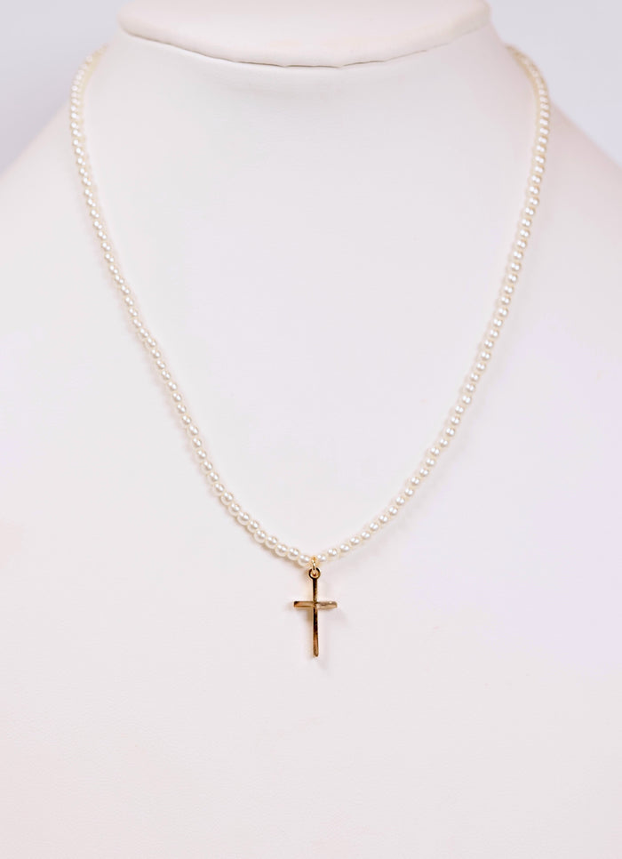 Farina Cross Pearl Necklace IVORY