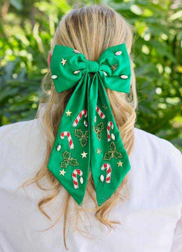 Candy Cane Hair Bow GREEN