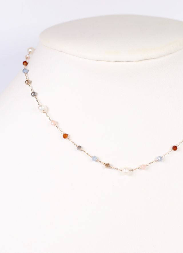 Linsley Beaded Necklace with Pearls GRAY MULTI