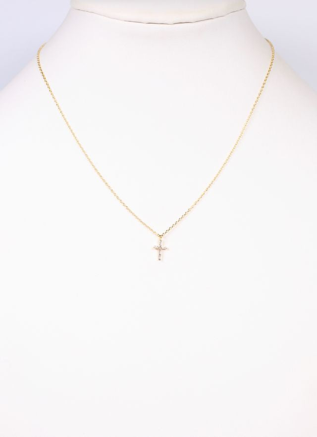 Naomi CZ Cross Necklace GOLD