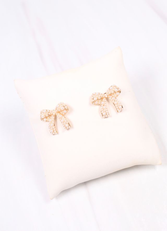 Paige Pearl Bow Earring GOLD