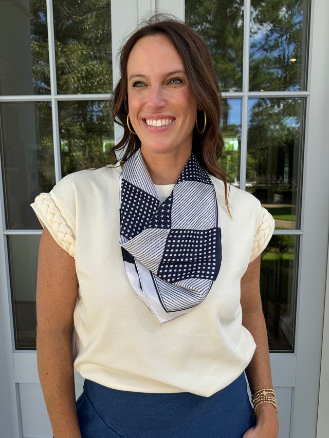 Hanks Patterned Scarf NAVY