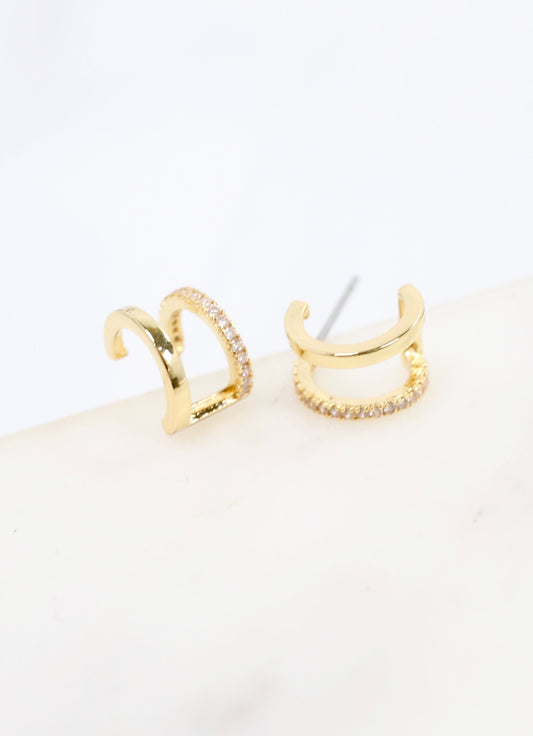 Ware CZ Hoop Earring Gold