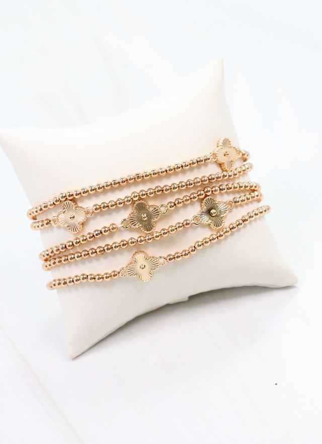 Branden Clover Bracelet Set Gold