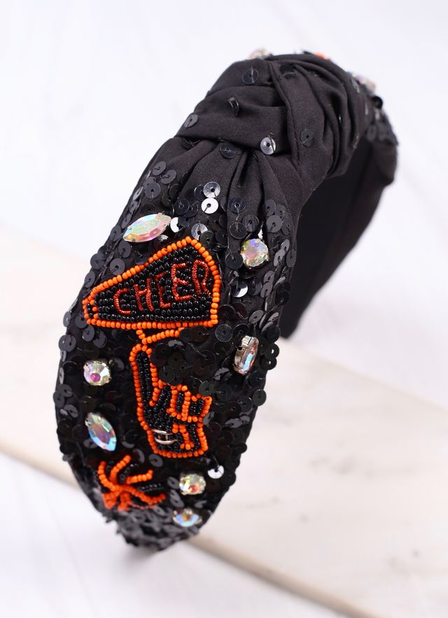 Cheer Sequin Headband BLACK ORANGE