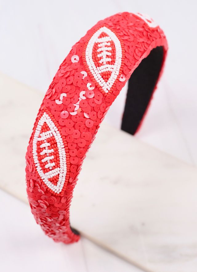 Punt Football Sequin Headband RED