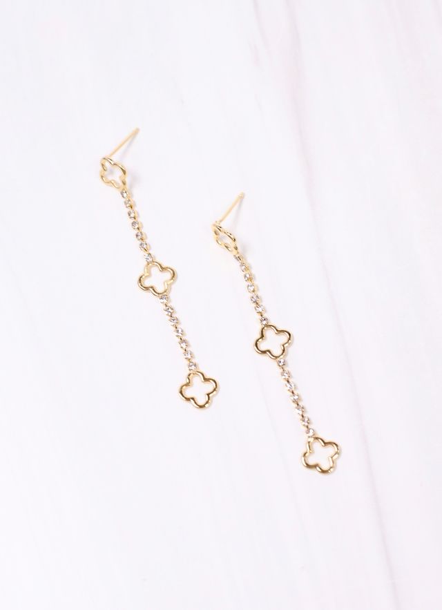 Dickinson CZ Clover Drop Earring GOLD