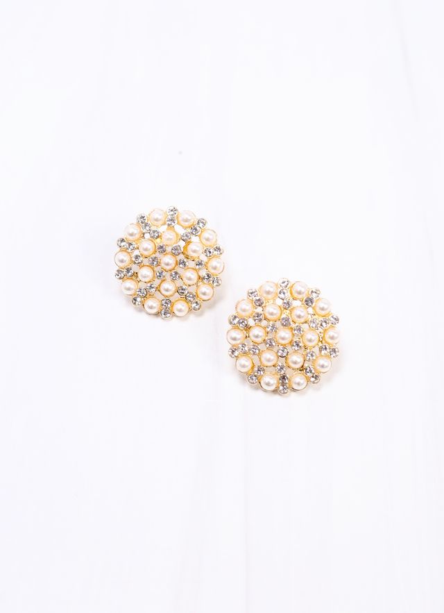 Minerva Embellished Circle Earring PEARL