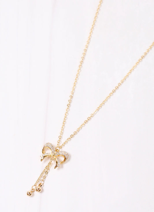 Badgley CZ Bow Necklace GOLD