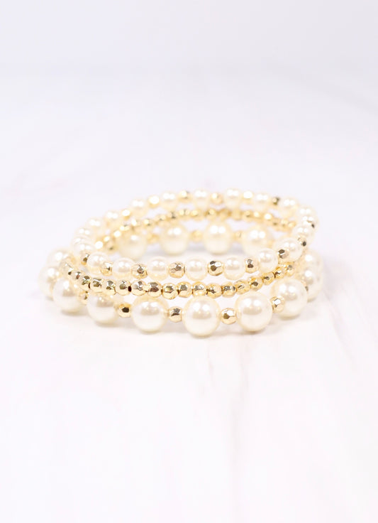 Ramos Pearl Stretch Bracelet Set IVORY