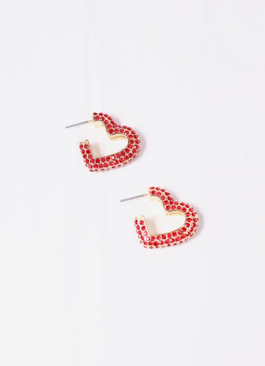 Larkie Heart Hoop Earring RED