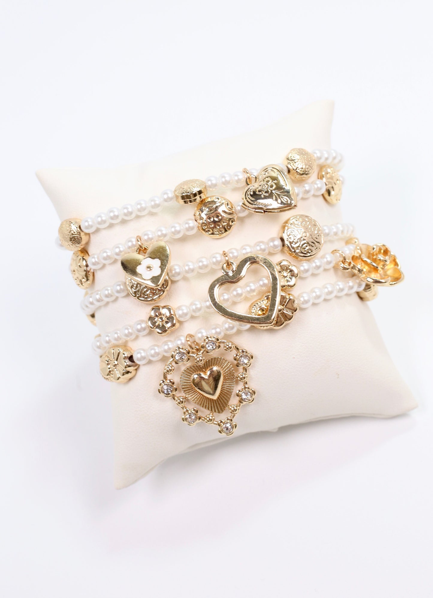 Danes Charm Pearl Bracelet Set Cream