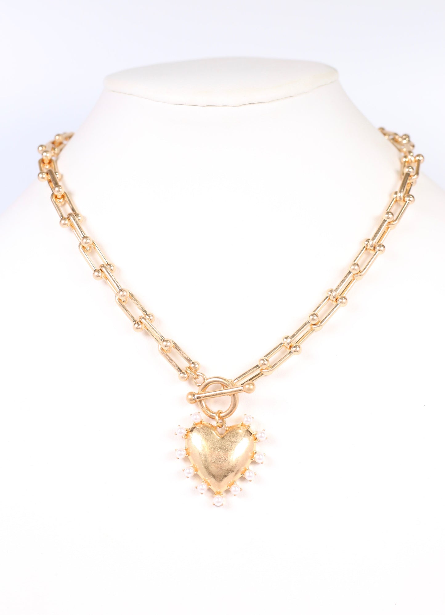 Shapiro Pearl Heart Necklace GOLD