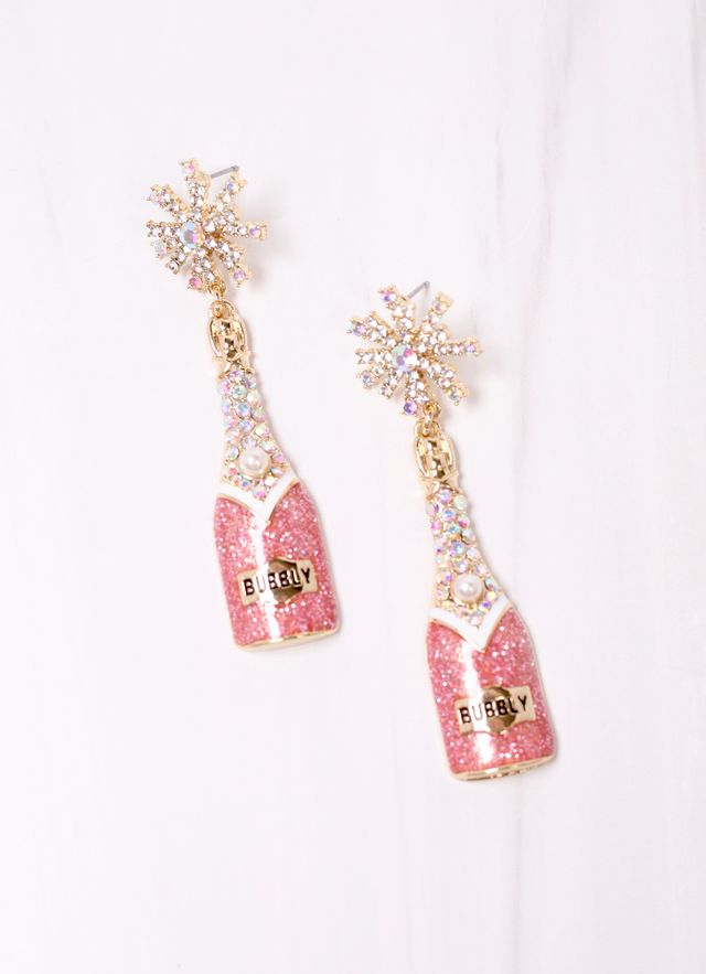 Bubbly Party Bottle Earring PINK