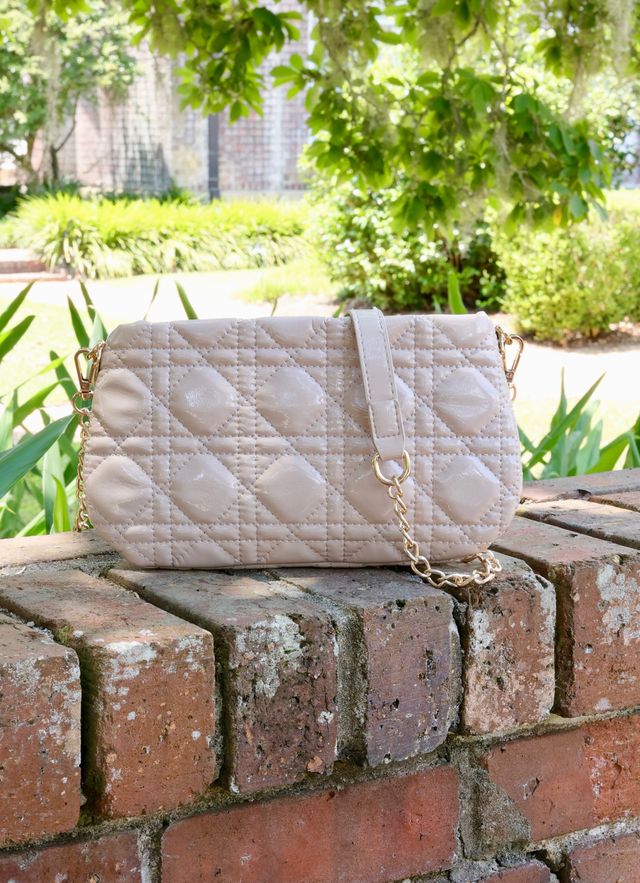 Livi Quilted Crossbody Nude Patent LQ RESTOCK  EARLY NOVEMBER