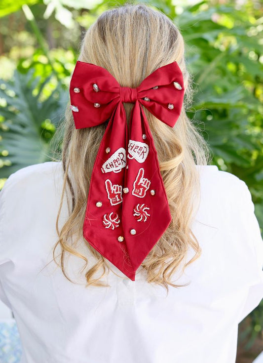 Cheer Them On Hair Bow BURGUNDY