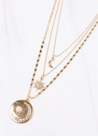 Houston Layered Necklace with Charms GOLD