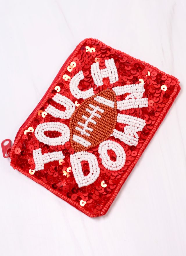 Touch Down Sequin Pouch RED