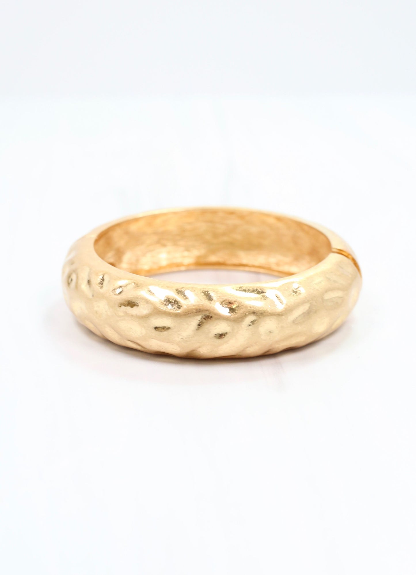 Aries Hammered Cuff Bracelet Worn Gold