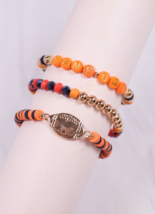 Game Day Bracelet Set Navy Orange