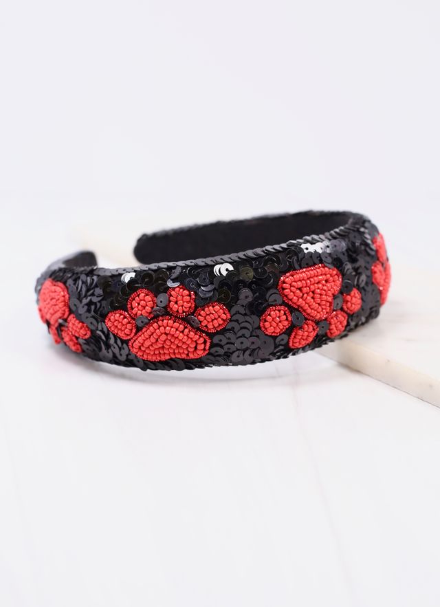 Sequin Pawty Headband BLACK RED