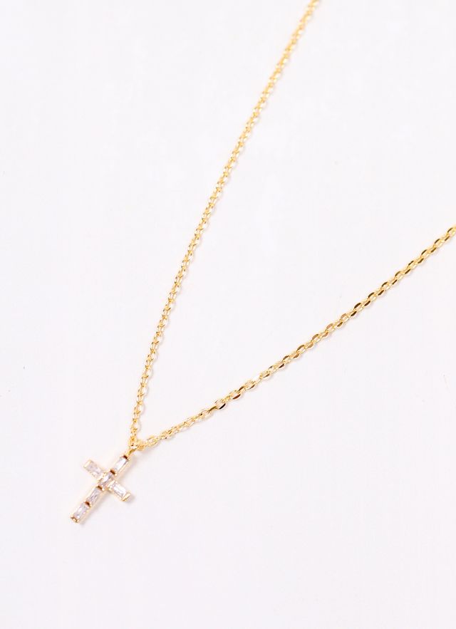 Naomi CZ Cross Necklace GOLD