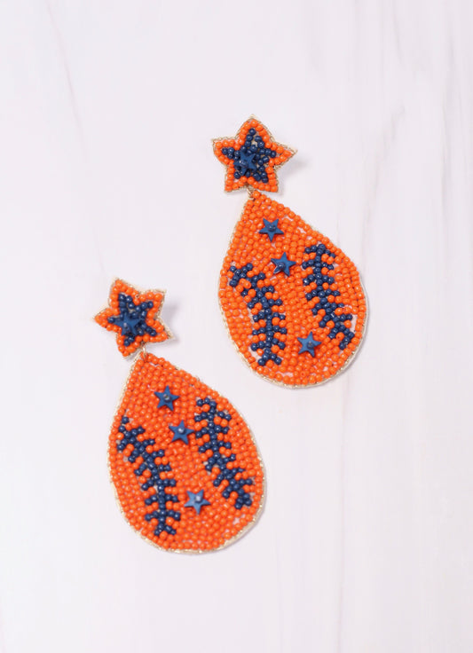 First Pitch Baseball Earring Orange Navy