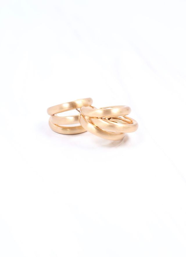 Fishel Triple Hoop Earring MATTE GOLD