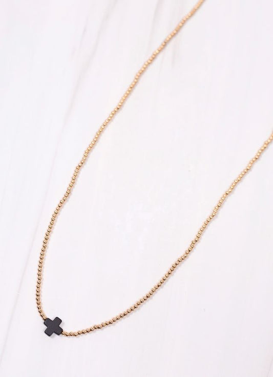 Rink Necklace with Cross BLACK