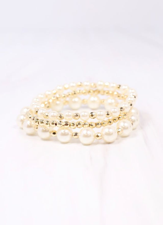 Ramos Pearl Stretch Bracelet Set Ivory