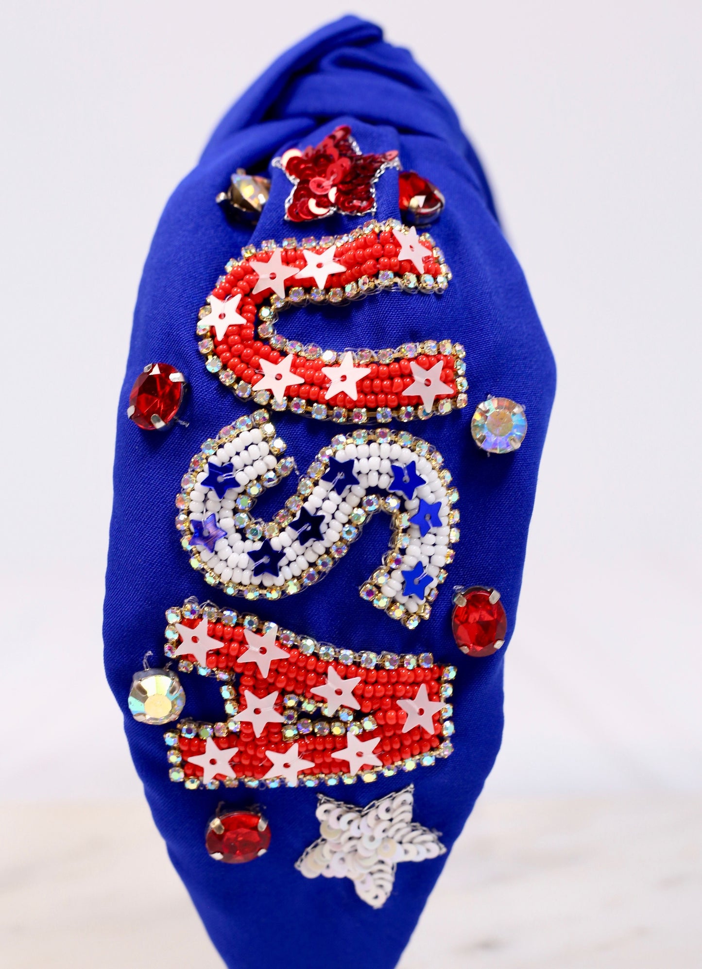 USA Embellished Headband BLUE