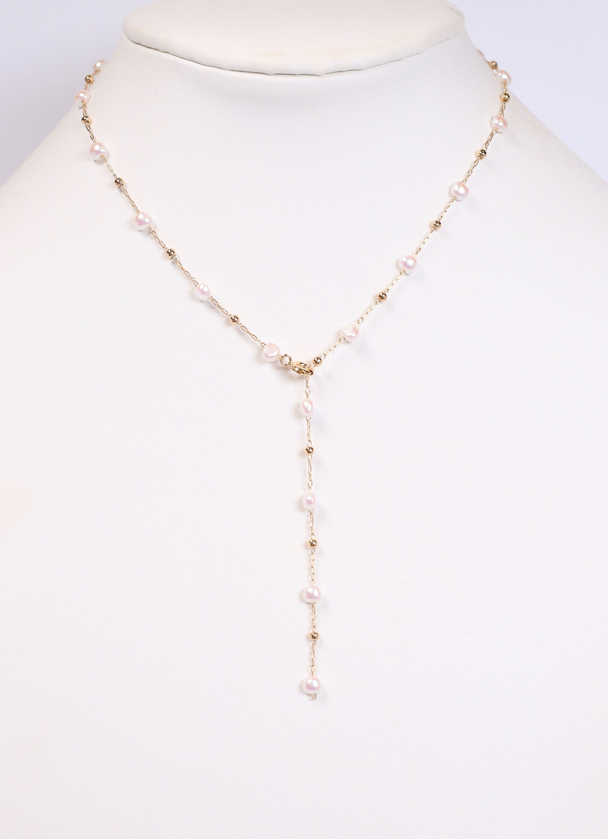 Elise Pearl Y Necklace GOLD