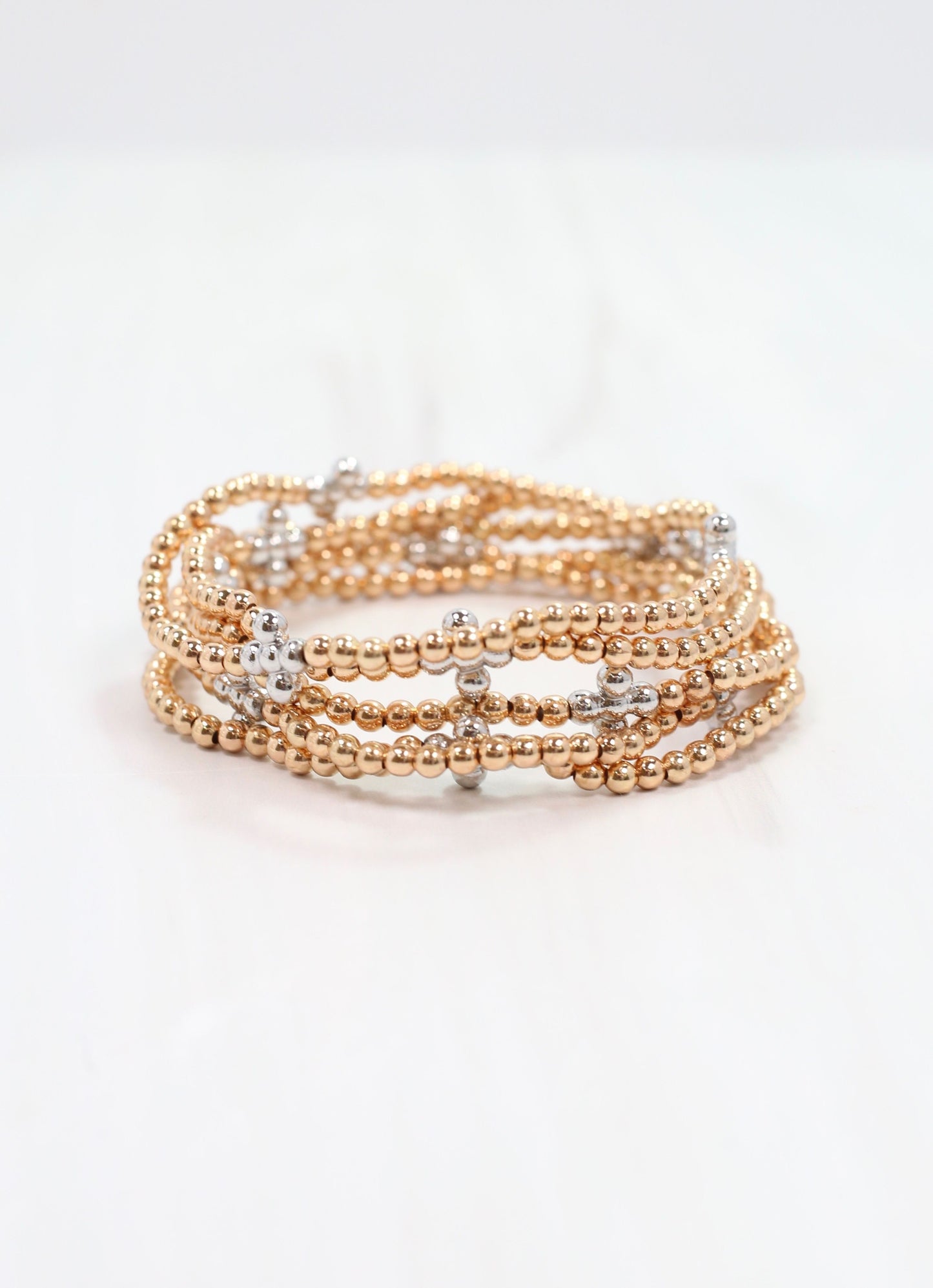 Cartwright Beaded Stretch Bracelet Gold Silver