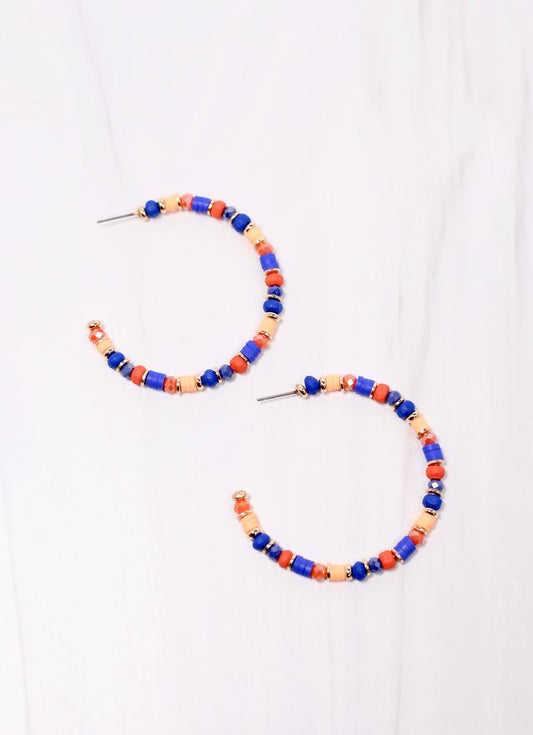 Bartlett Beaded Hoop Earring Blue Orange