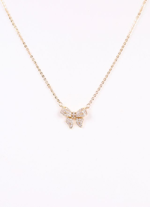 Jaquel CZ Bow Necklace GOLD