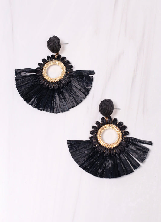 Lackey Raffia Earring BLACK