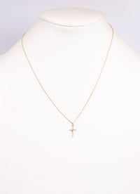 Jeanne CZ Cross Necklace GOLD
