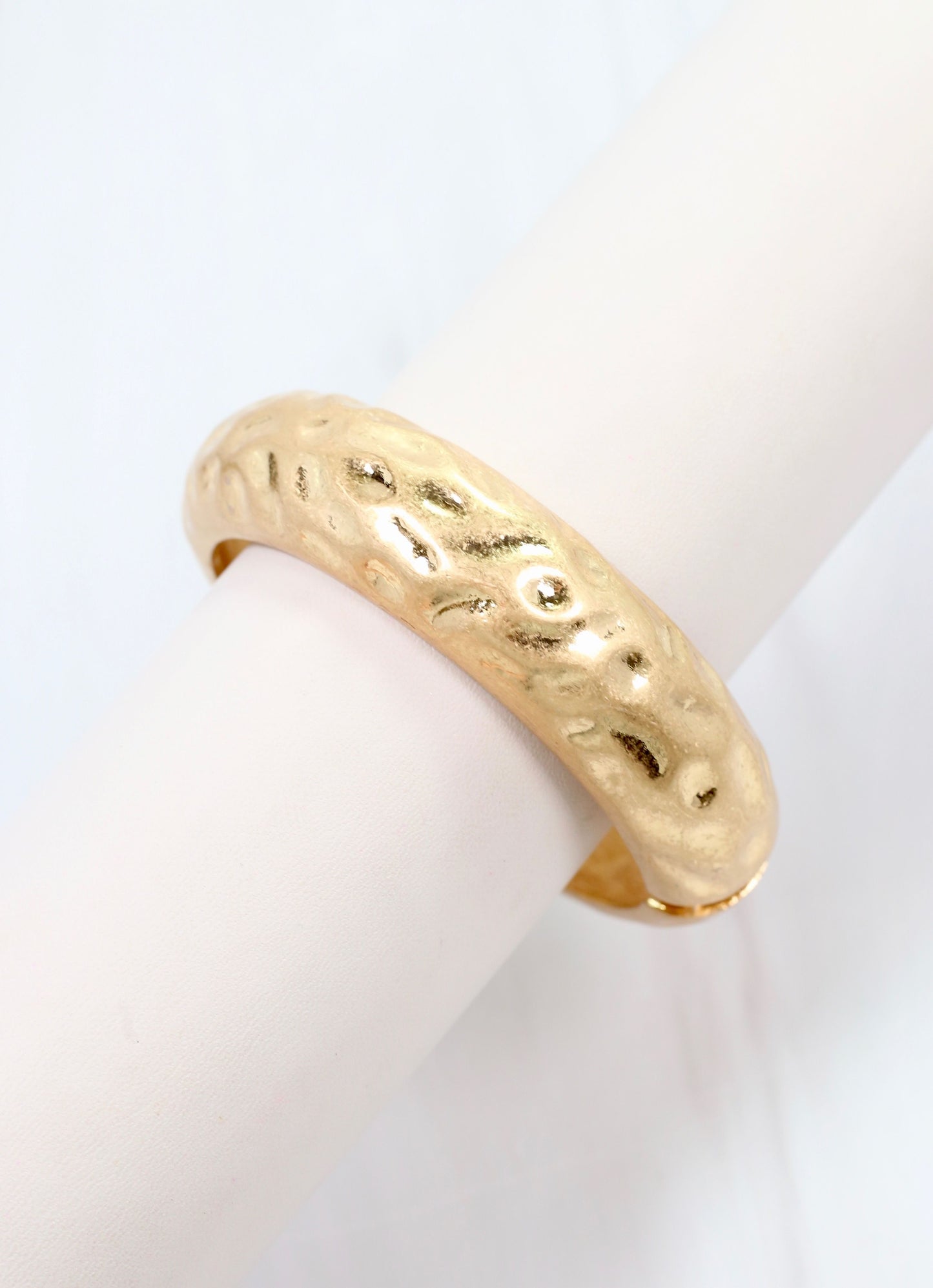 Aries Hammered Cuff Bracelet Worn Gold