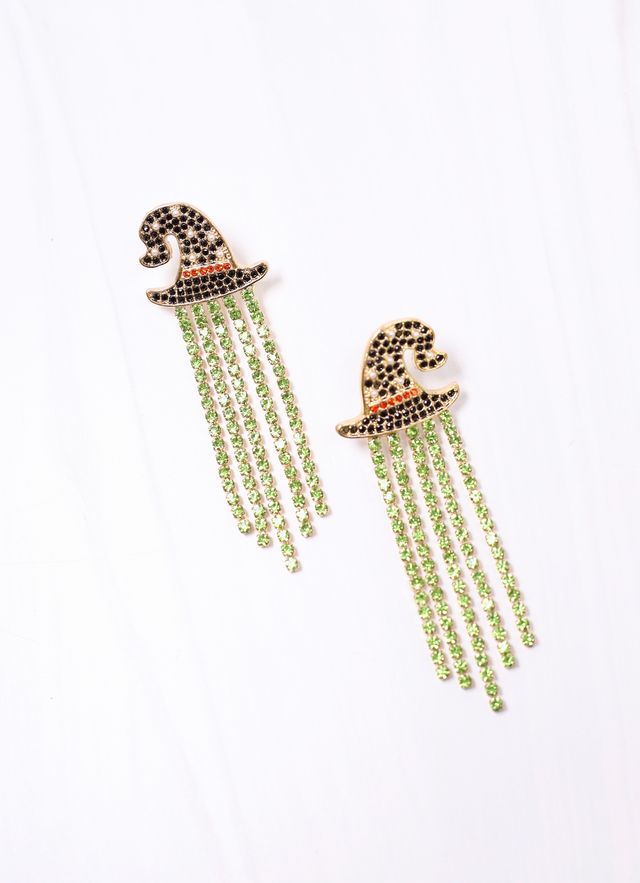 Witching Around CZ Fringe Earring GREEN