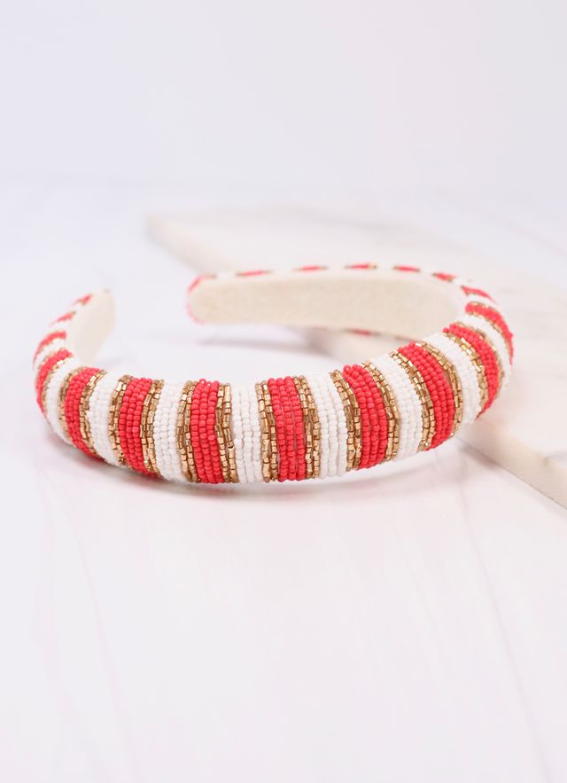 Sloane Striped Headband RED WHITE