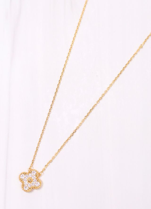 Thornton CZ Clover Necklace GOLD