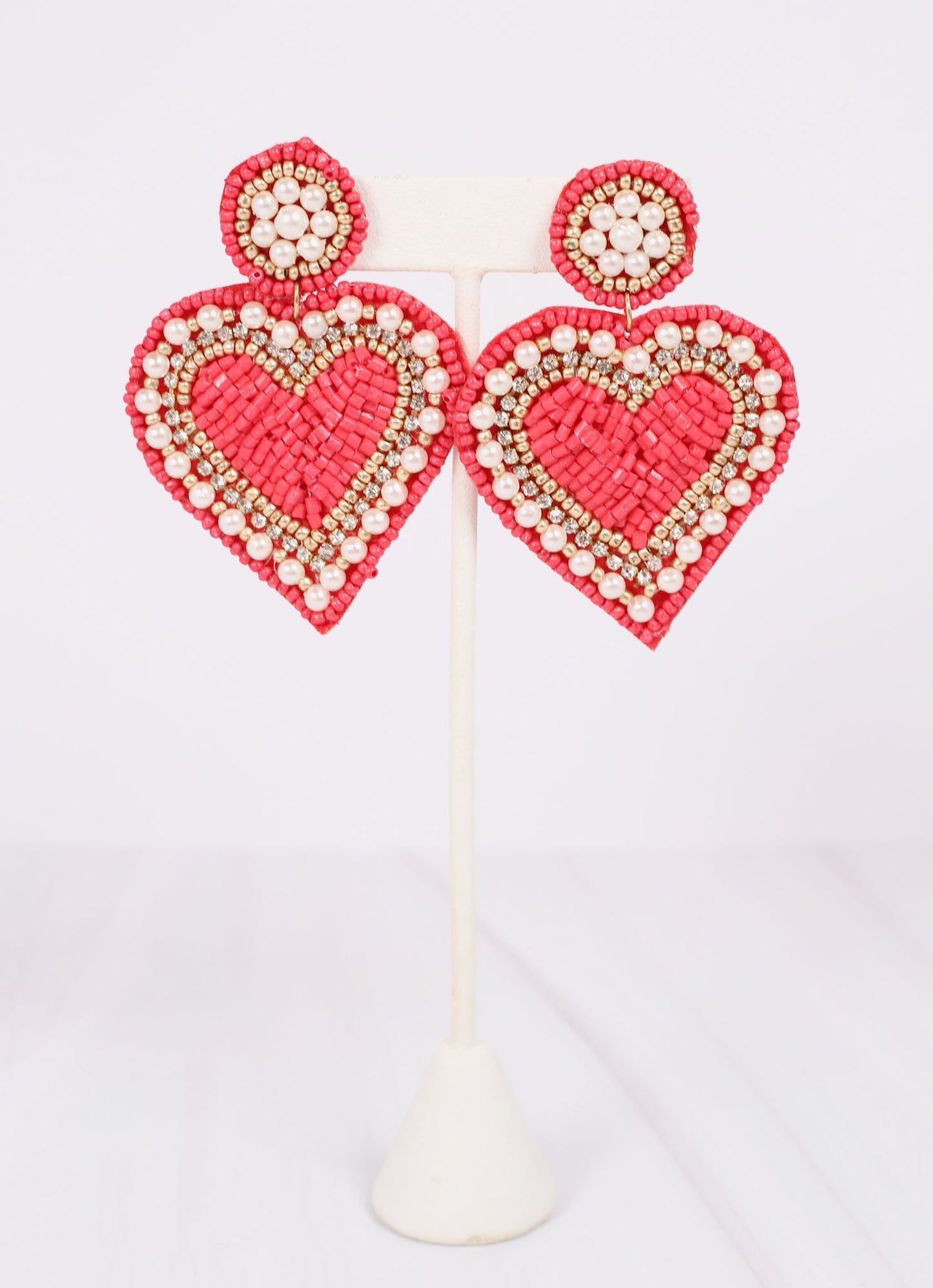 Sweetheart Embellished Earring RED