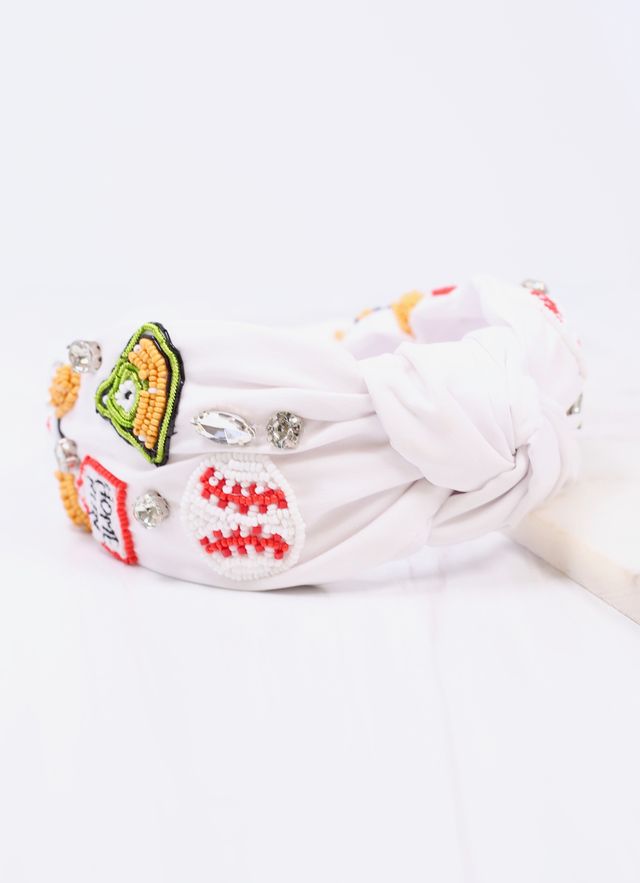 Home Run Baseball Headband WHITE