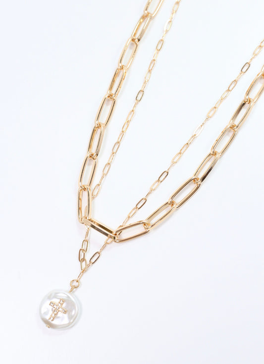 Windell Layered Necklace with Pearl GOLD