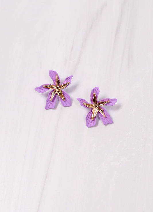 Margaret Flower Stud Earring LAVENDER