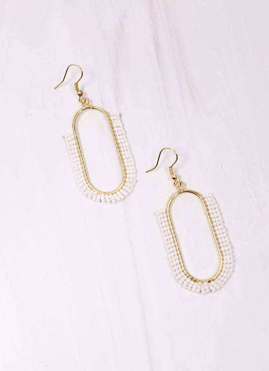 Nemaska Beaded Drop Earring WHITE