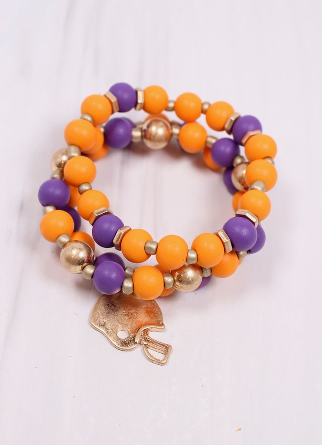 Darren Football Bracelet Set Orange Purple