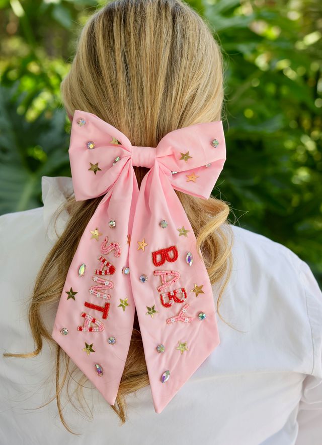 Santa Baby Hair Bow PINK