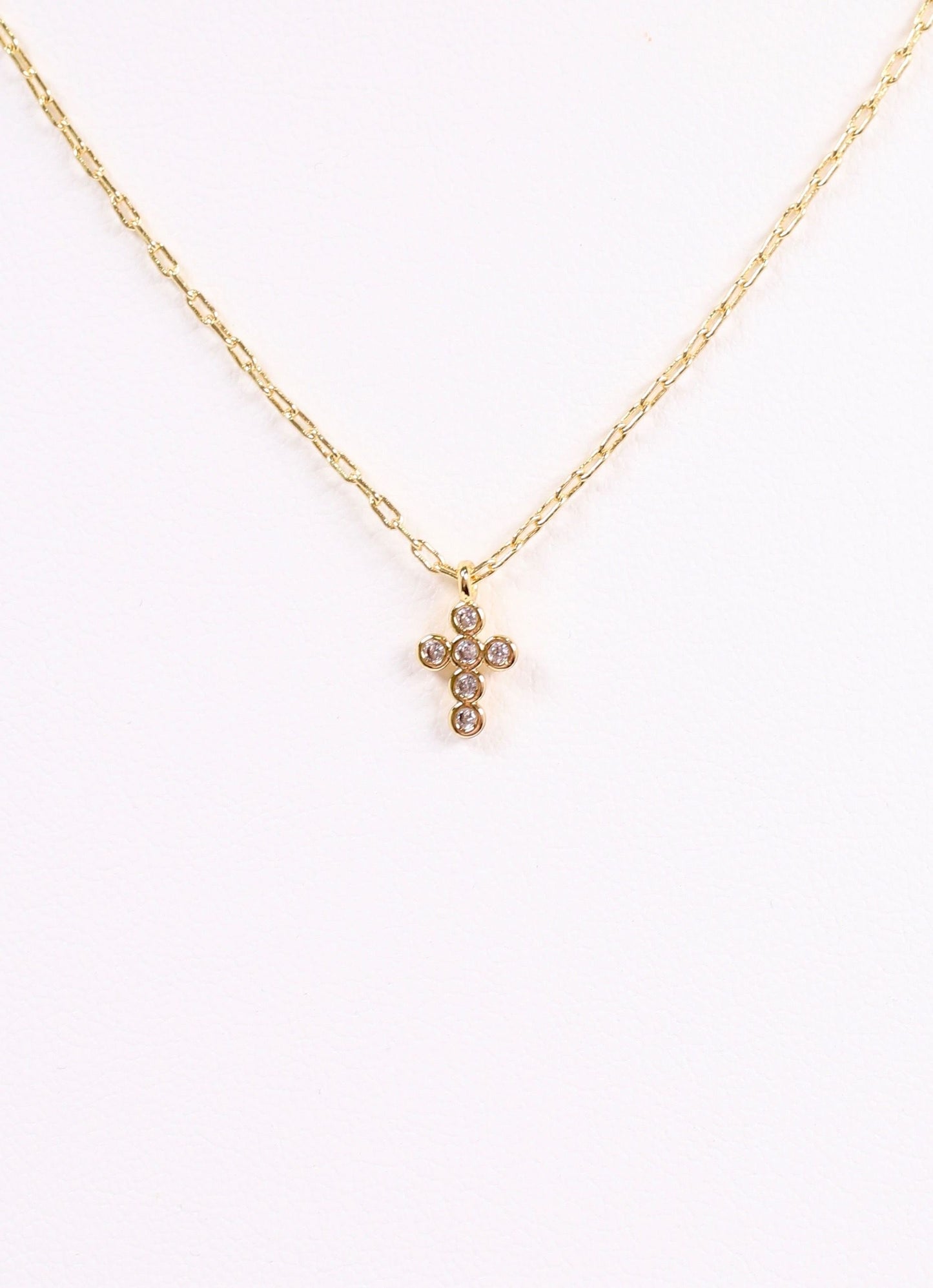 Mathew CZ Cross Necklace GOLD