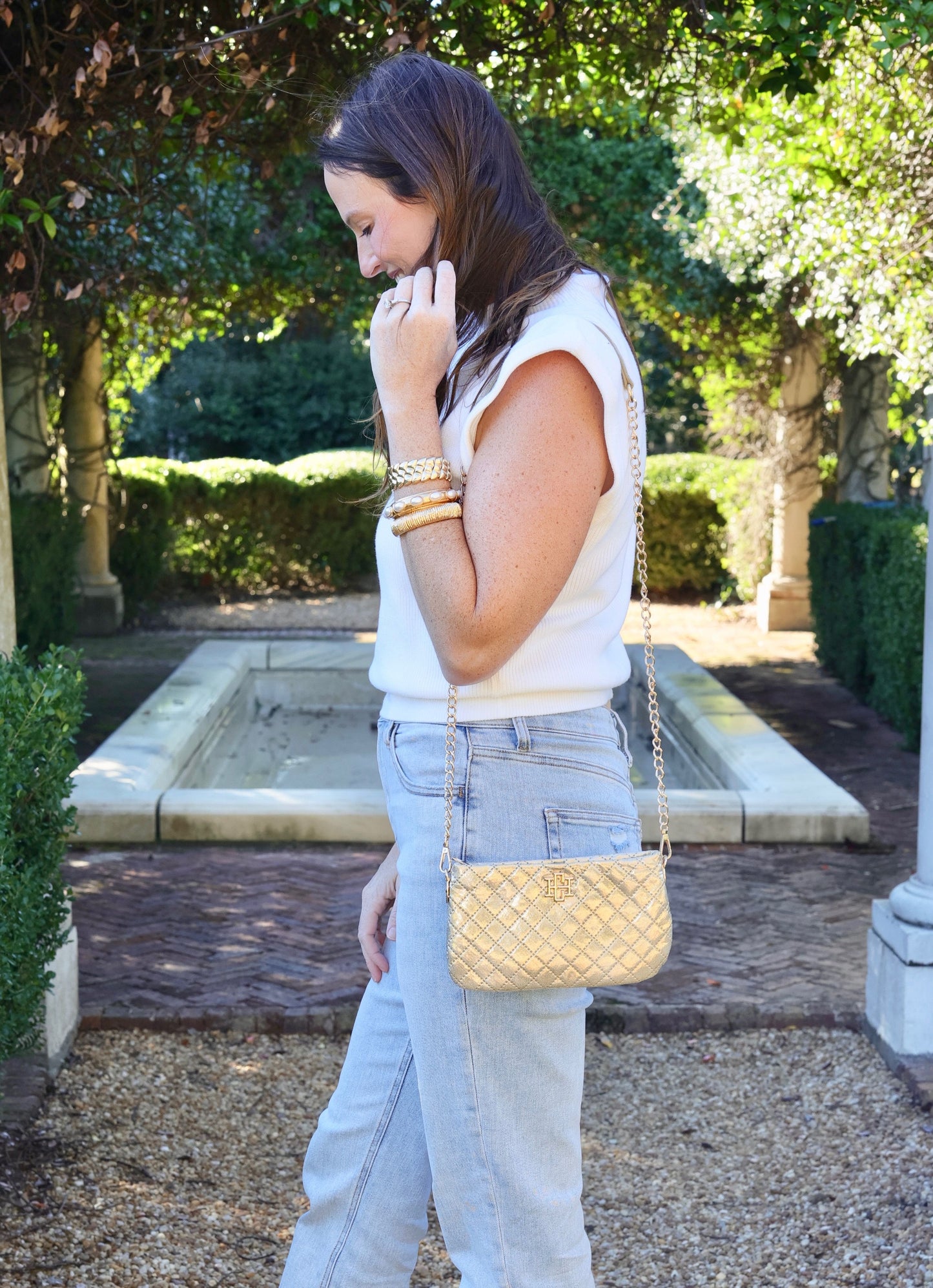 Livi Quilted Crossbody Champagne Pop